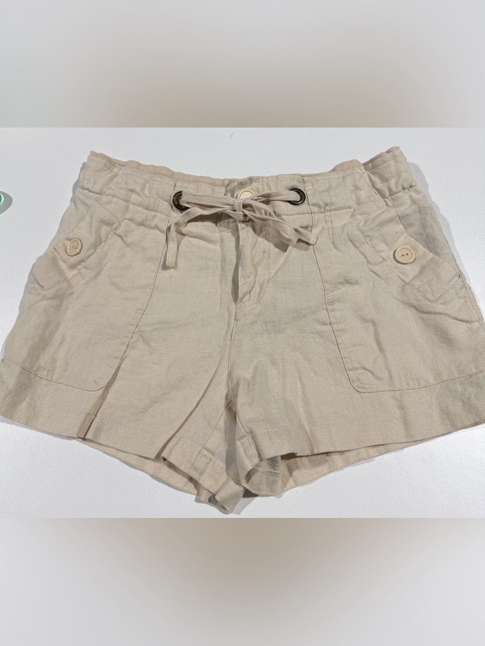 Sanctuary 100% High Waisted Linen Shorts, Size 29, Khacki